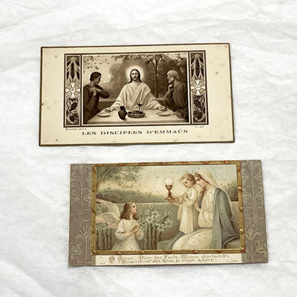 1910s - 2 Vintage Religious Holy Cards - Catholic Devotional Prints - First Communion Ephemera - Collectible Memorabilia - Historic Art