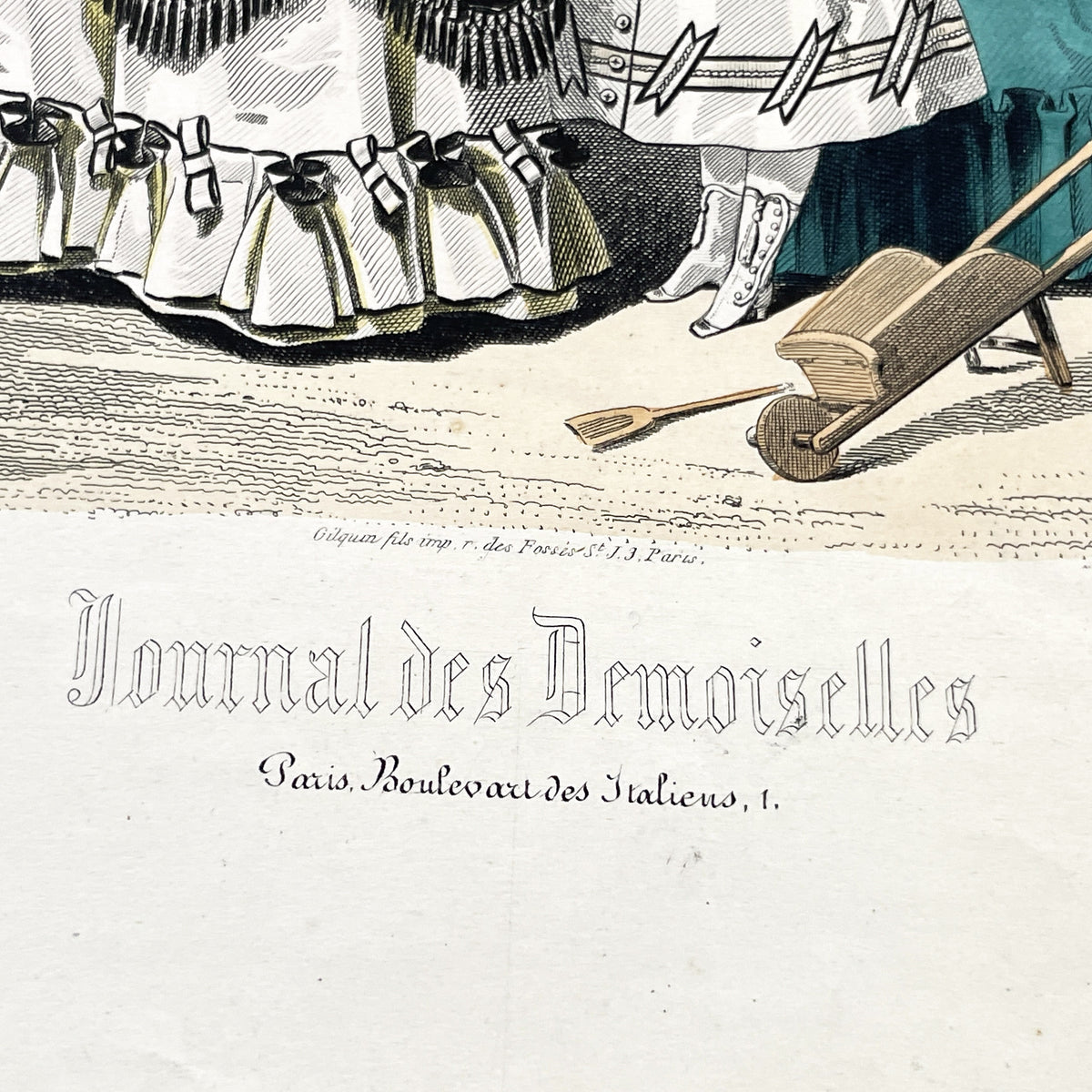 1860s - Original Antique French Fashion Plate from Journal des Demoiselles - Elegant 1868 Victorian Costume Engraving - Parisian Boutique