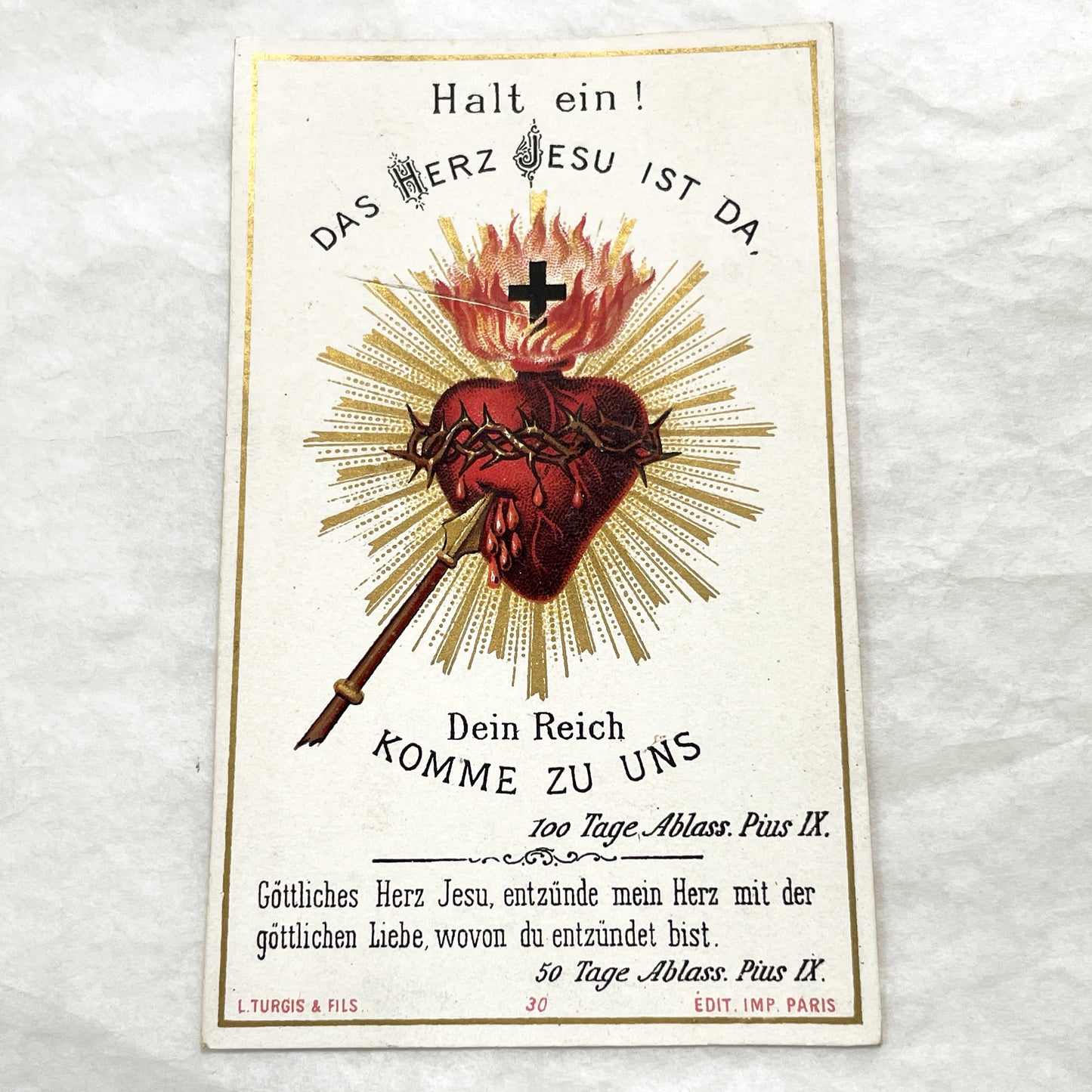 1940s - Vintage Catholic Sacred Heart Prayer Cards - Religious Ephemera Collectible Holy Cards - French and German Devotional Art