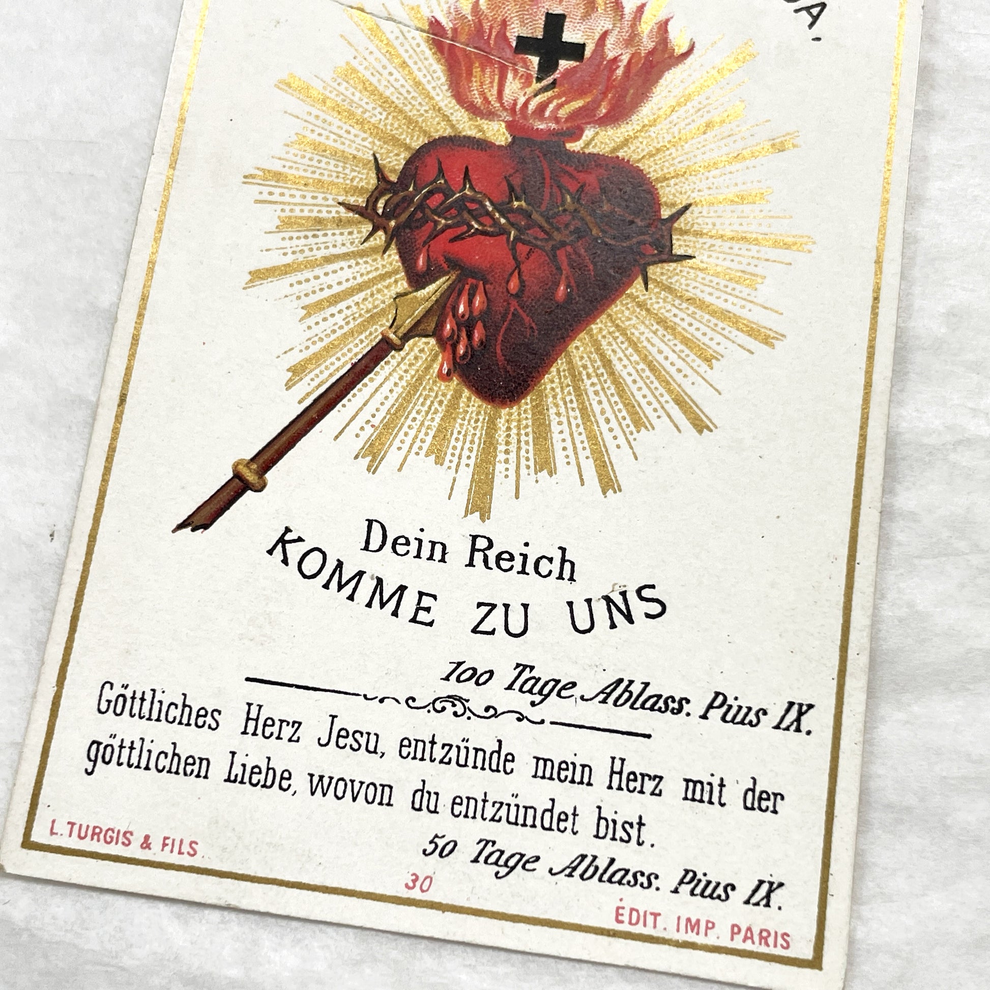 1940s - Vintage Catholic Sacred Heart Prayer Cards - Religious Ephemera Collectible Holy Cards - French and German Devotional Art