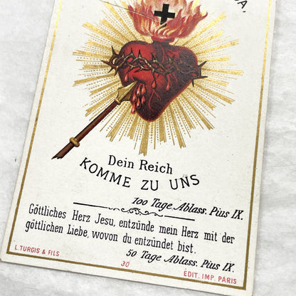 1940s - Vintage Catholic Sacred Heart Prayer Cards - Religious Ephemera Collectible Holy Cards - French and German Devotional Art