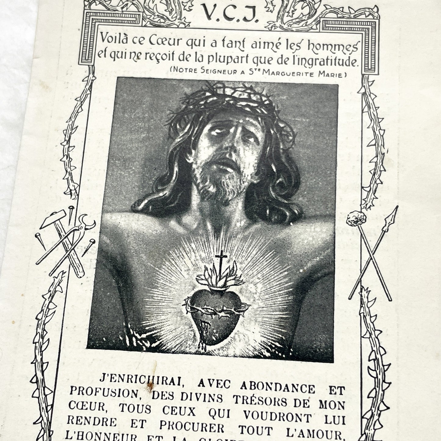 1940s - Vintage Catholic Sacred Heart Prayer Cards - Religious Ephemera Collectible Holy Cards - French and German Devotional Art
