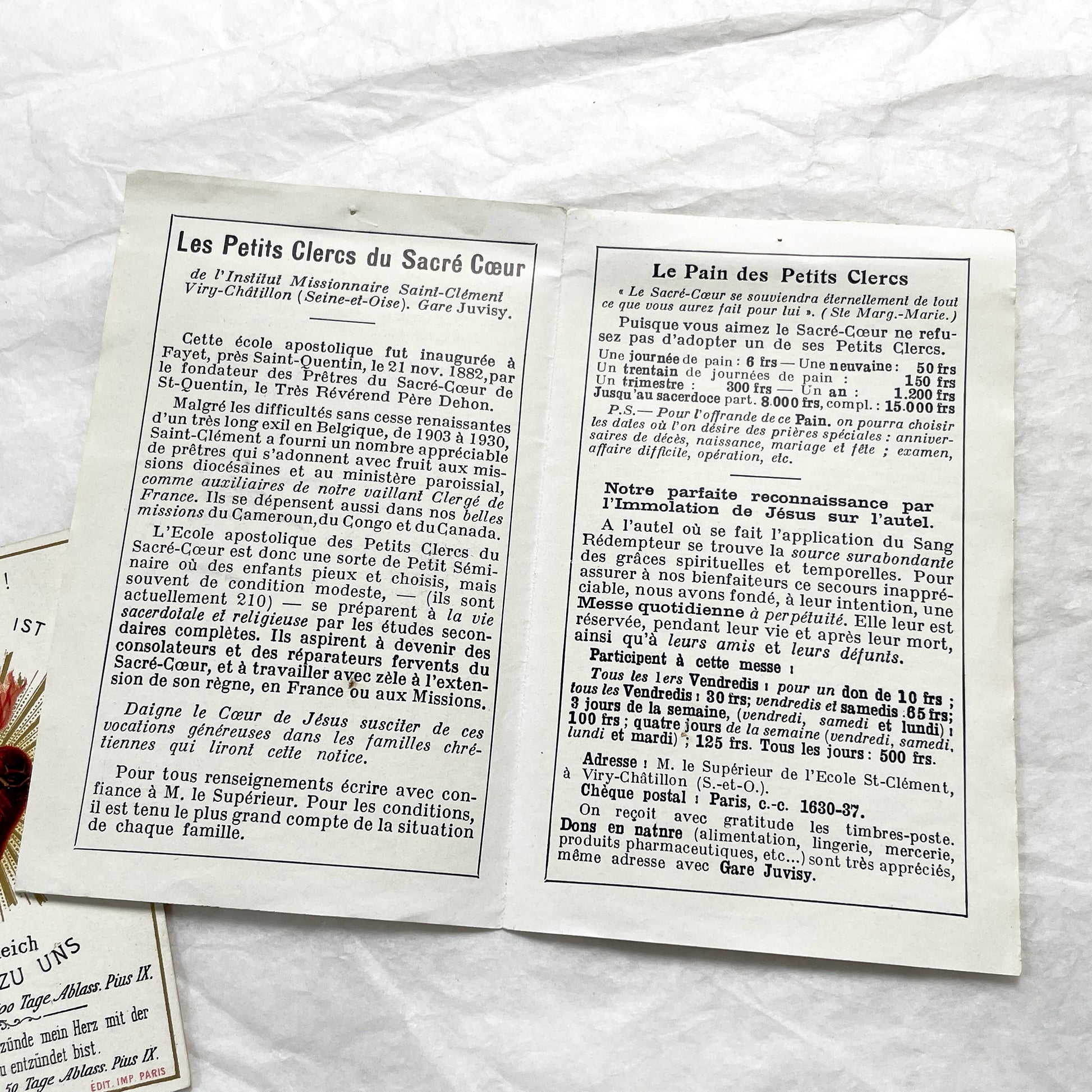 1940s - Vintage Catholic Sacred Heart Prayer Cards - Religious Ephemera Collectible Holy Cards - French and German Devotional Art