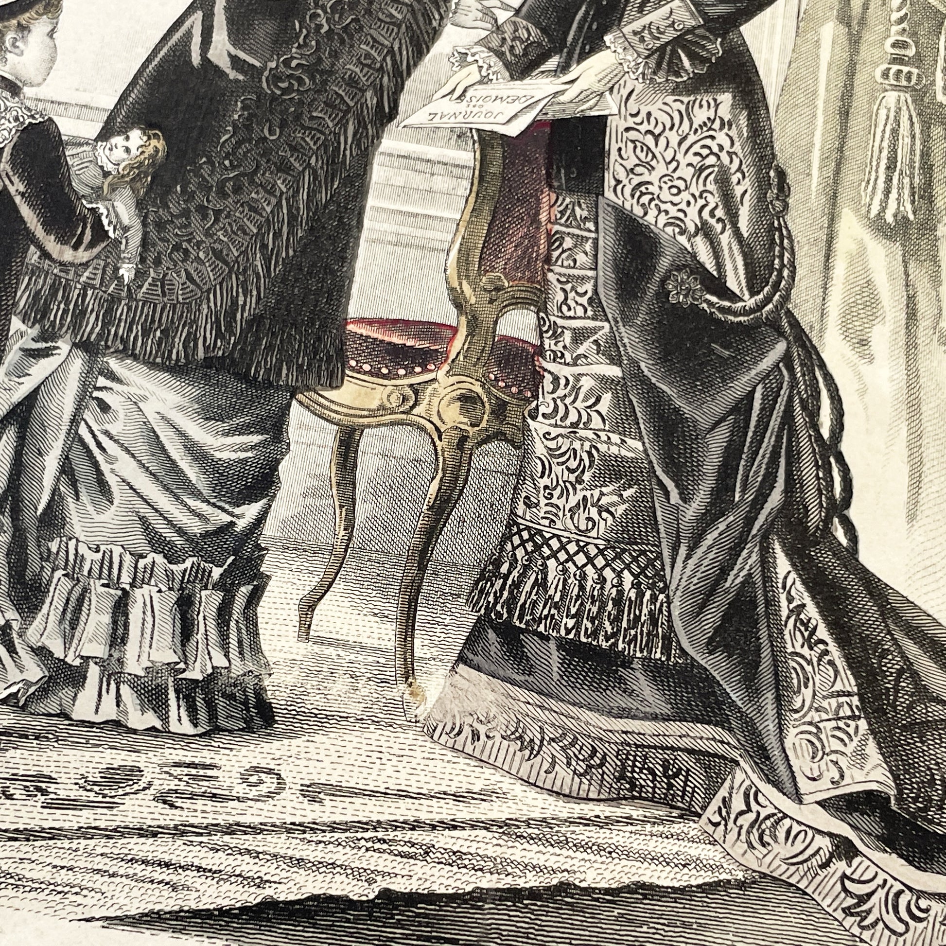 1880s - Exquisite Journal des Demoiselles Fashion Plate - Antique French Engraving - Victorian Women and Child Period Costume Illustration