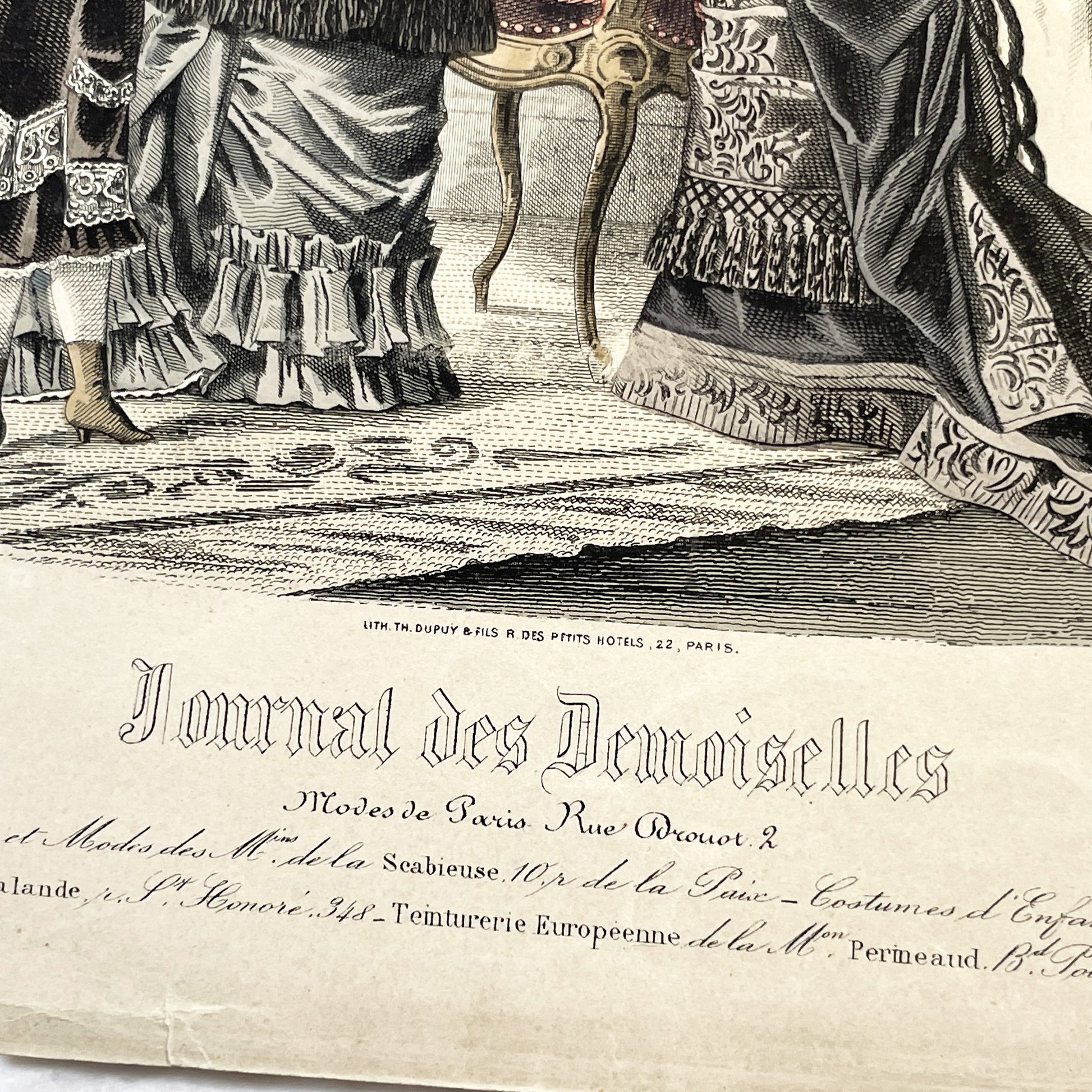 1880s - Exquisite Journal des Demoiselles Fashion Plate - Antique French Engraving - Victorian Women and Child Period Costume Illustration