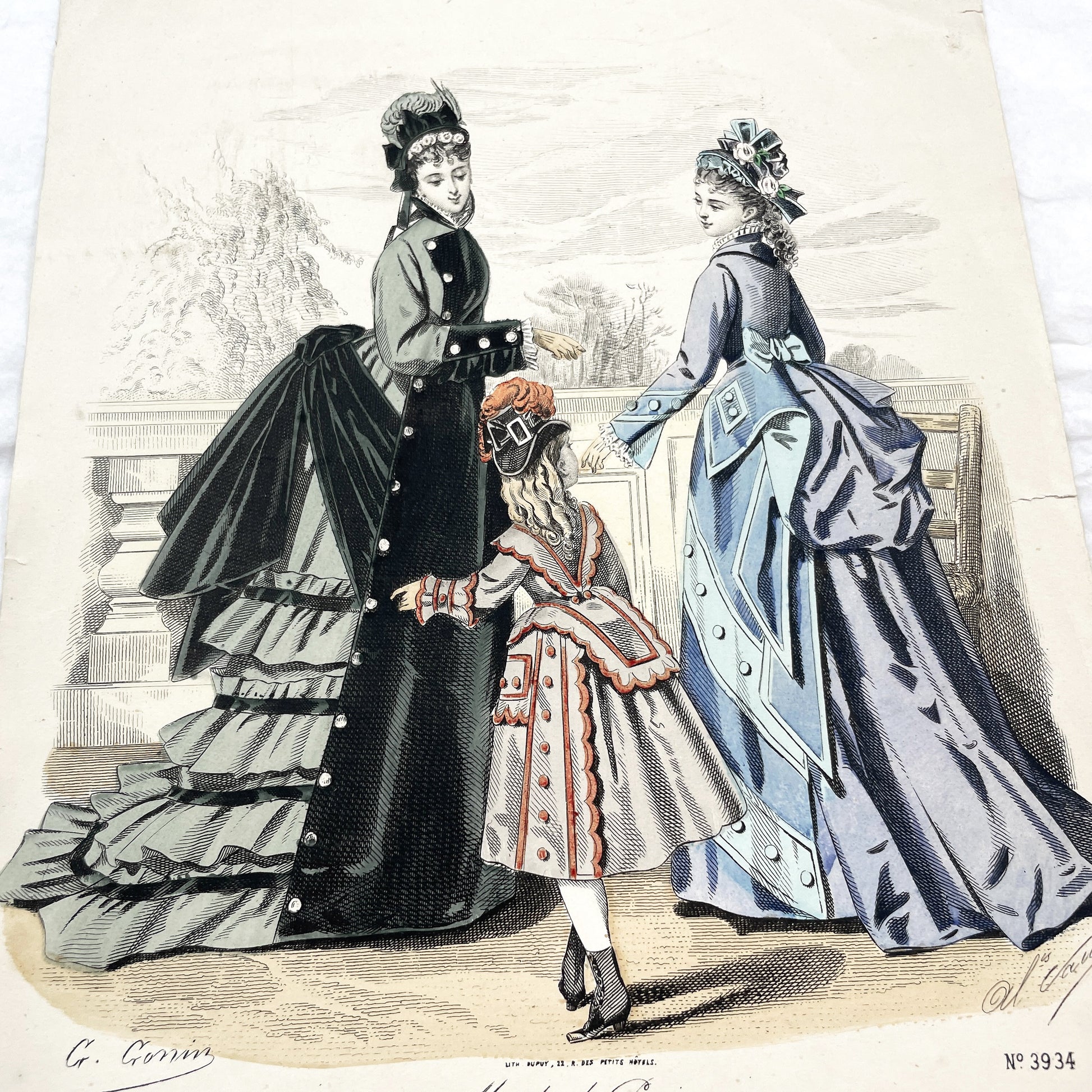 1880s - Original French Fashion Print - "Journal des Demoiselles" - Parisian Elegant Women and Girl Attire - Historic Costume
