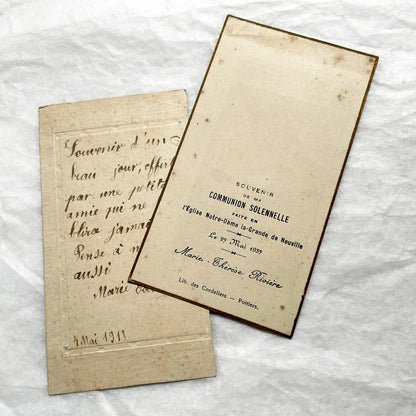 1910s - 2 Vintage Religious Holy Cards - Catholic Devotional Prints - First Communion Ephemera - Collectible Memorabilia - Historic Art