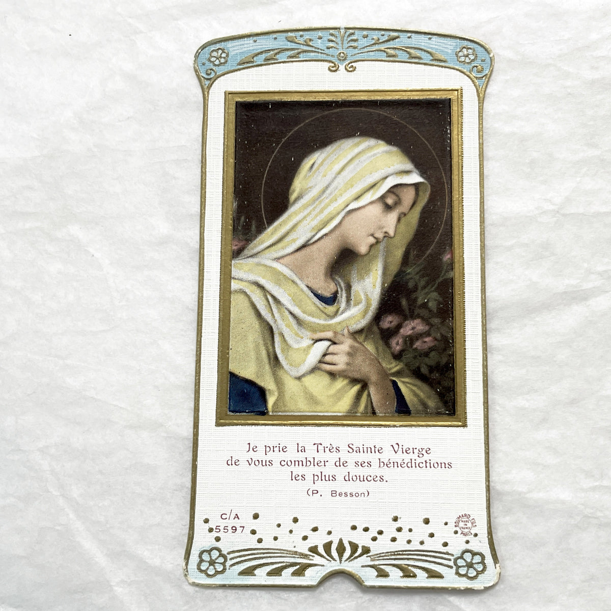 1930s - 2 Antique French Religious Holy Cards - First Communion Souvenir - Virgin Mary - Child Jesus - Catholic Mementos