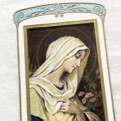1930s - 2 Antique French Religious Holy Cards - First Communion Souvenir - Virgin Mary - Child Jesus - Catholic Mementos