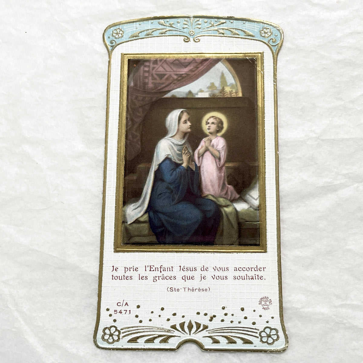 1930s - 2 Antique French Religious Holy Cards - First Communion Souvenir - Virgin Mary - Child Jesus - Catholic Mementos