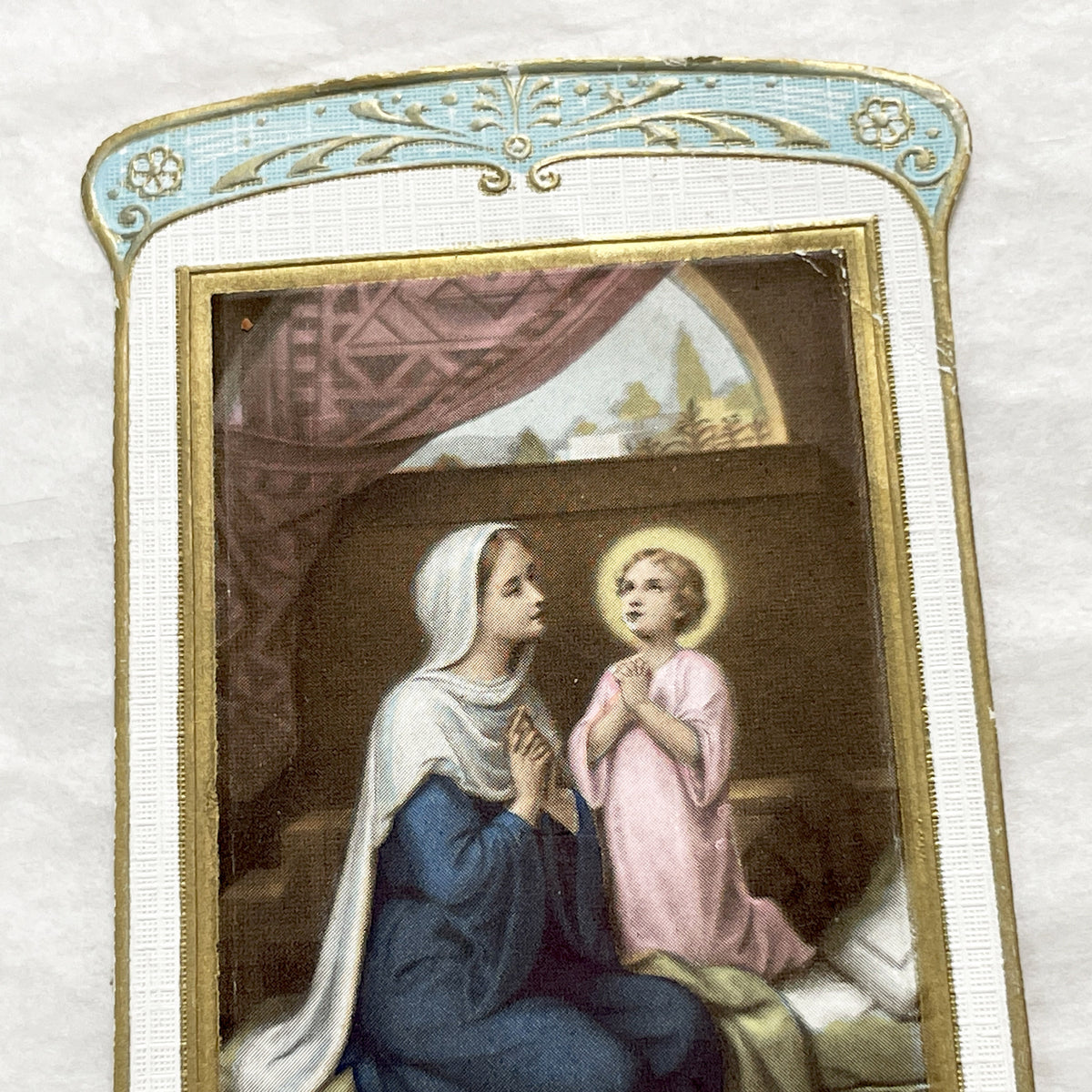 1930s - 2 Antique French Religious Holy Cards - First Communion Souvenir - Virgin Mary - Child Jesus - Catholic Mementos