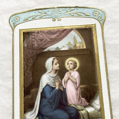 1930s - 2 Antique French Religious Holy Cards - First Communion Souvenir - Virgin Mary - Child Jesus - Catholic Mementos