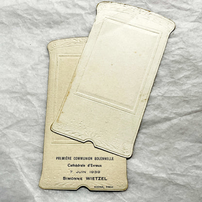 1930s - 2 Antique French Religious Holy Cards - First Communion Souvenir - Virgin Mary - Child Jesus - Catholic Mementos