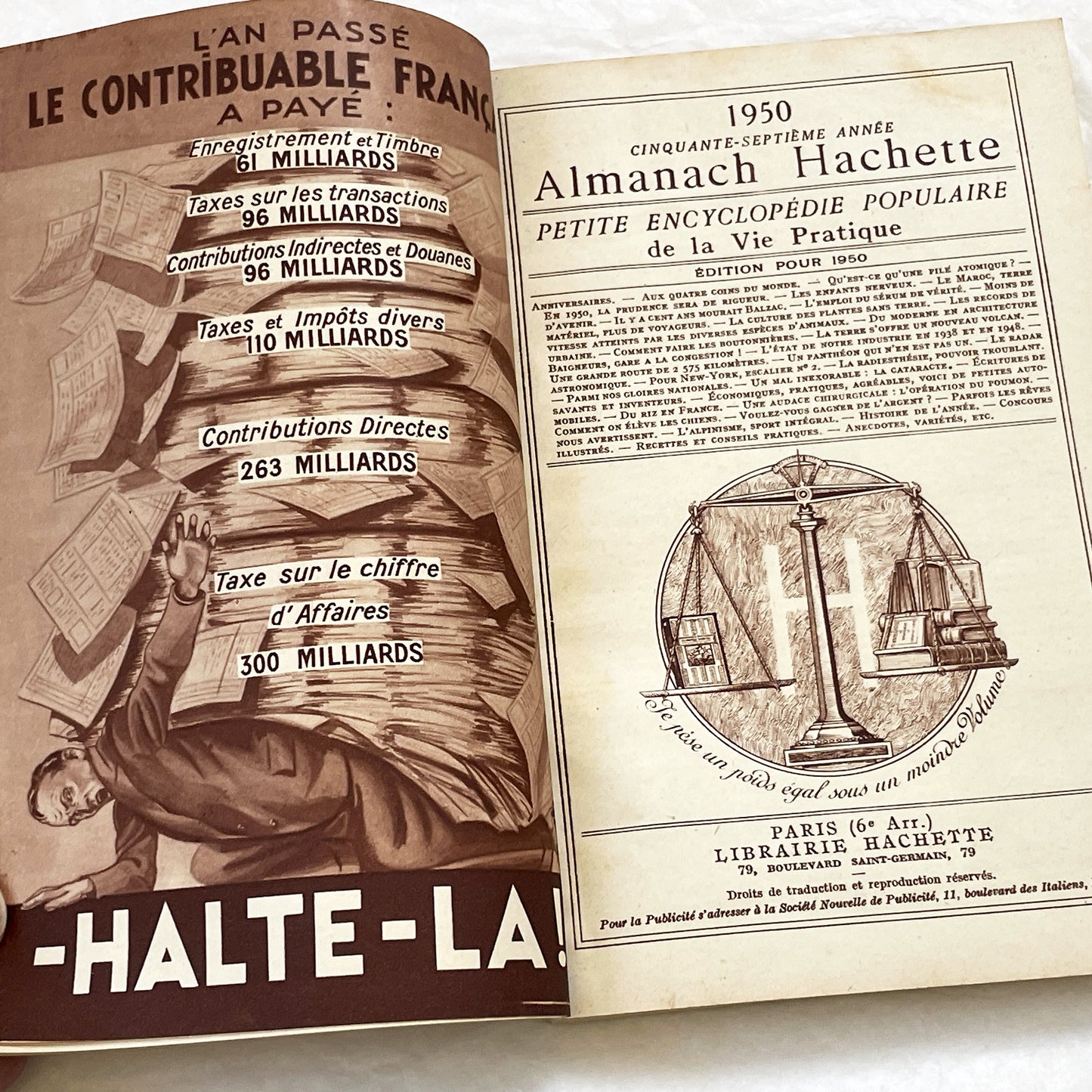 1950s – 300 Pages - Almanach Hachette – Vintage French illustrated almanac – Practical life & advertising encyclopedia