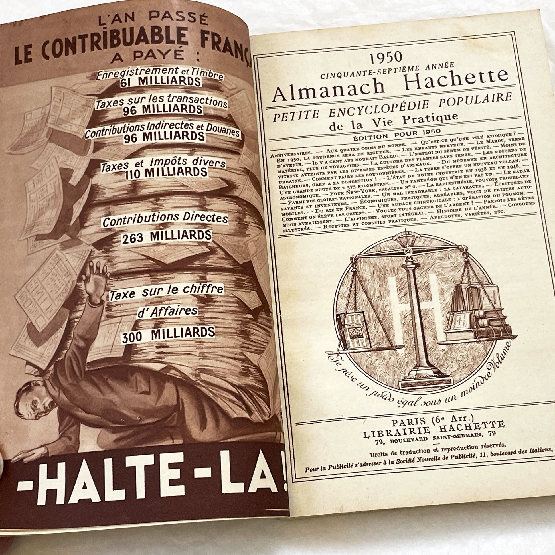1950s – 300 Pages - Almanach Hachette – Vintage French illustrated almanac – Practical life & advertising encyclopedia