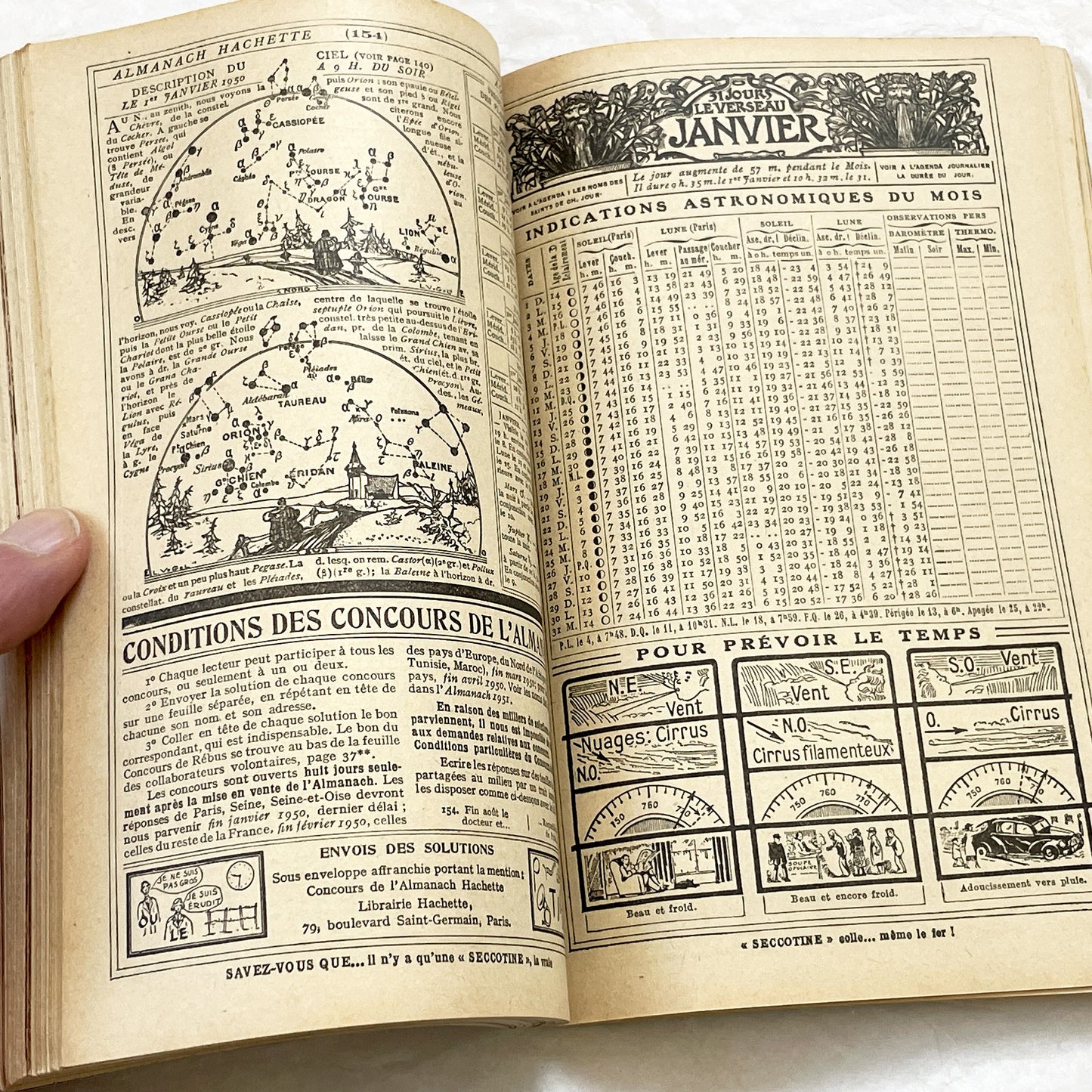 1950s – 300 Pages - Almanach Hachette – Vintage French illustrated almanac – Practical life & advertising encyclopedia