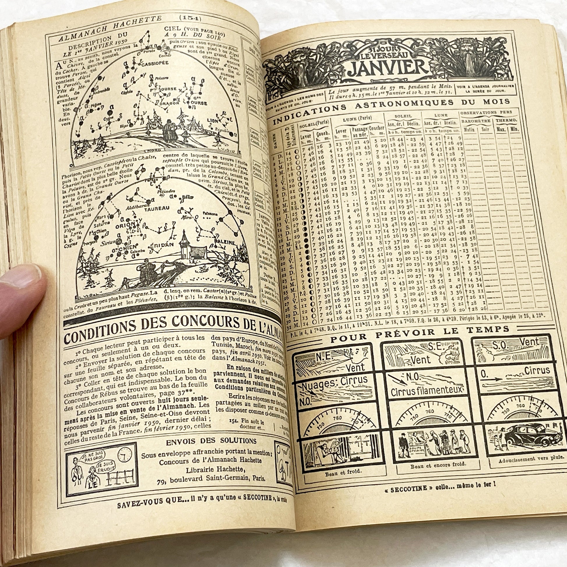 1950s – 300 Pages - Almanach Hachette – Vintage French illustrated almanac – Practical life & advertising encyclopedia