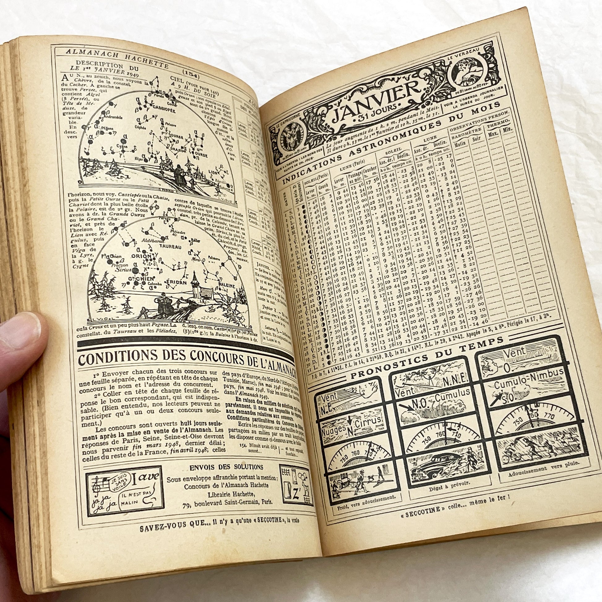 1940s – 300 Pages - Almanach Hachette – Vintage French illustrated almanac – Practical life & advertising encyclopedia