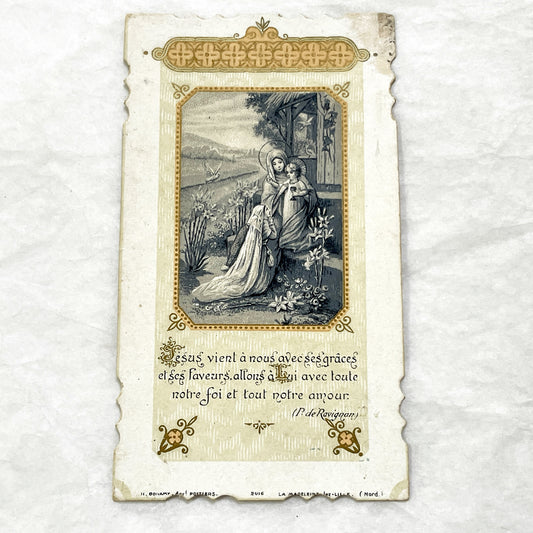 1930s - 2 Vintage French Catholic Holy Cards - Confirmation Souvenir Leaflet - Religious Ephemera Art - Devotional Collectible