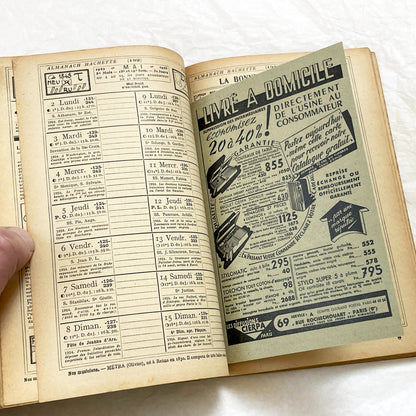 1940s – 300 Pages - Almanach Hachette – Vintage French illustrated almanac – Practical life & advertising encyclopedia