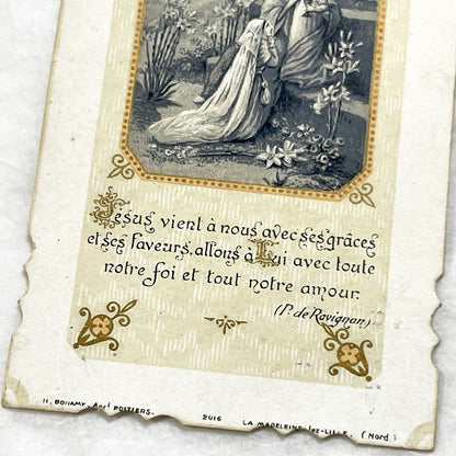 1930s - 2 Vintage French Catholic Holy Cards - Confirmation Souvenir Leaflet - Religious Ephemera Art - Devotional Collectible