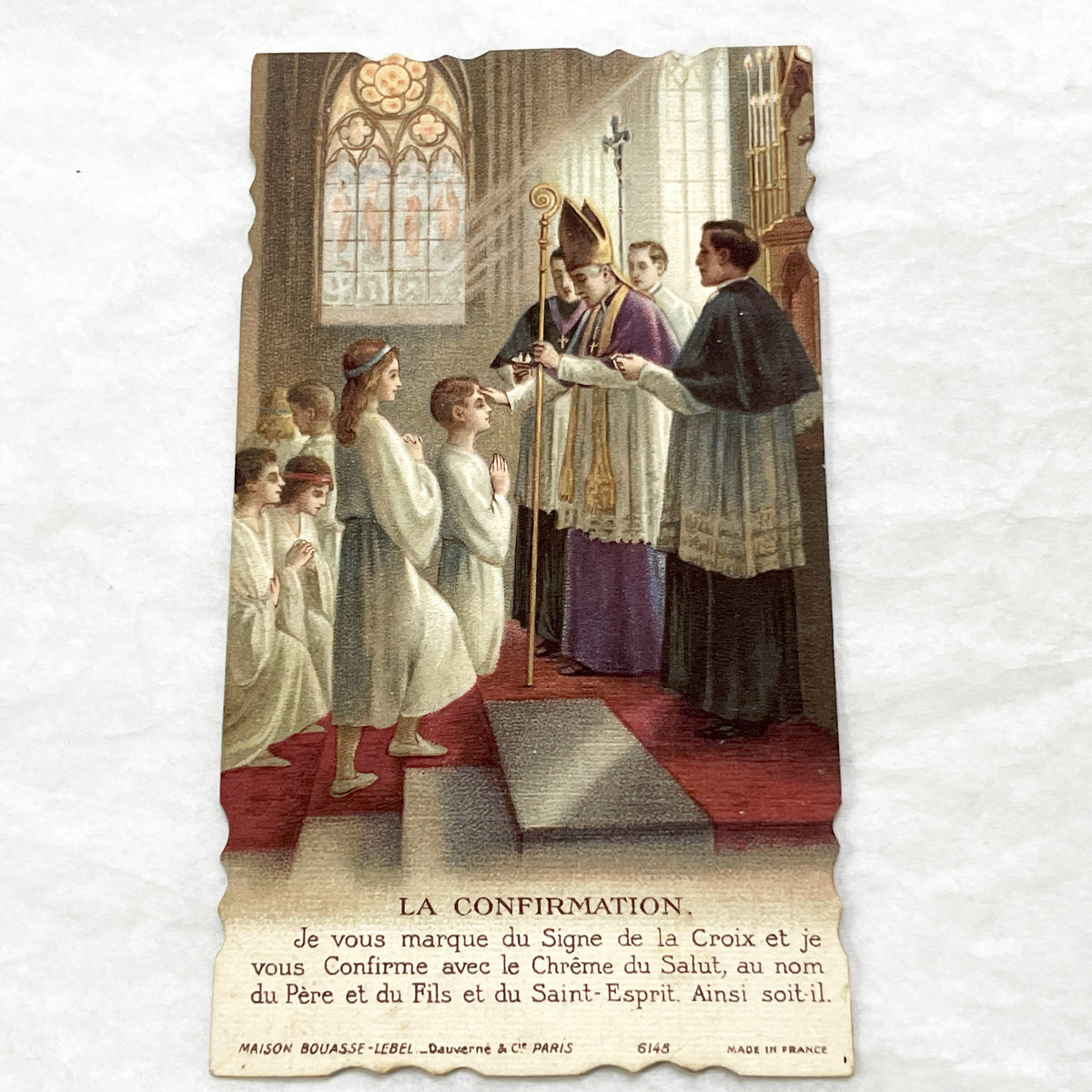 1930s - 2 Vintage French Catholic Holy Cards - Confirmation Souvenir Leaflet - Religious Ephemera Art - Devotional Collectible