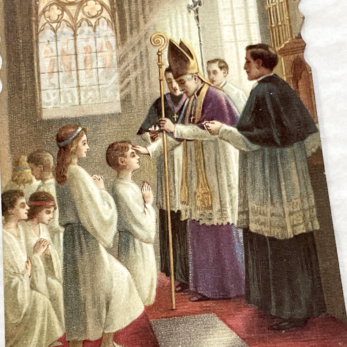 1930s - 2 Vintage French Catholic Holy Cards - Confirmation Souvenir Leaflet - Religious Ephemera Art - Devotional Collectible