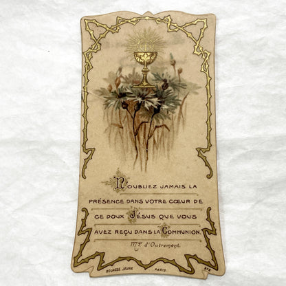 1900s - Antique French Catholic Communion Cards - Religious Ephemera - Vintage Holy Cards - Mary and Child - Chalice Artwork - Devotional