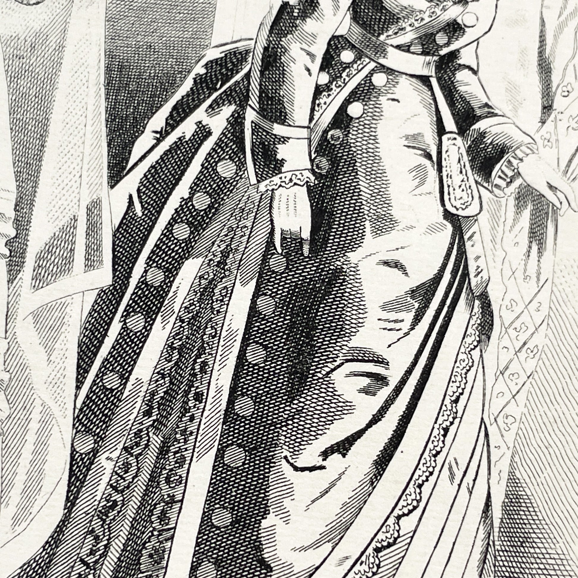 1880s - Vintage French Fashion Plate - Journal des Demoiselles - Parisian Couture Engraving - Victorian Bridal and Day Dress Original Art