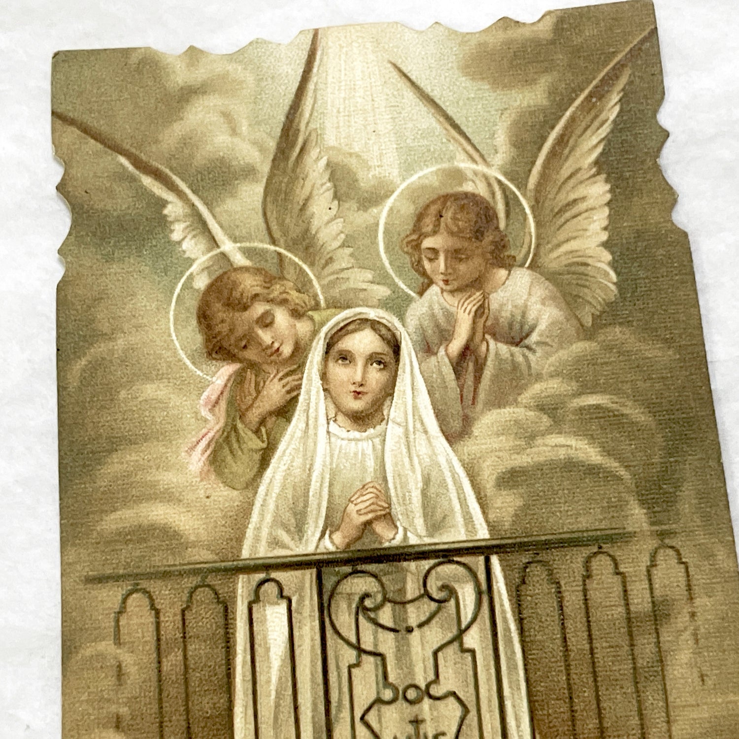 1900s - 2 Antique French Religious Holy Cards - First Communion Prayer Memorabilia - Vintage Catholic Ephemera - Collectible Art