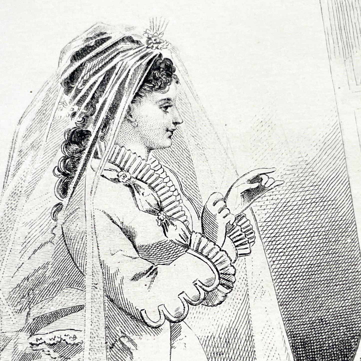 1880s - Vintage French Fashion Plate - Journal des Demoiselles - Parisian Couture Engraving - Victorian Bridal and Day Dress Original Art