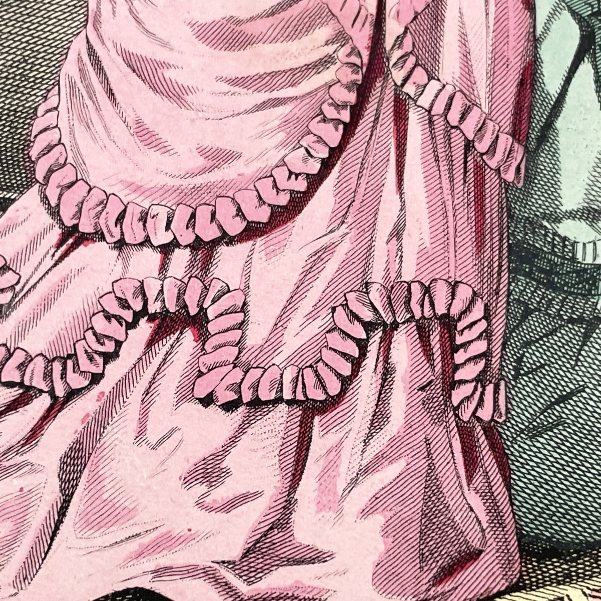 1870s - Original French Fashion Print from Journal des Demoiselles - Modistes de Paris Evening Wear Gown Illustration - Victorian Era