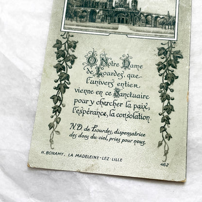 1900s - Vintage French Religious Card - Our Lady of Lourdes Shrine - Catholic Prayer Holy Image - Collectible Memento