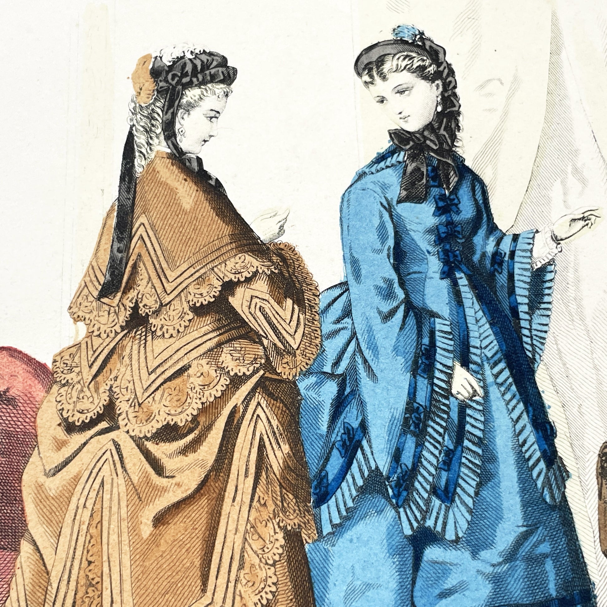 1880s - Original Hand-Colored French Fashion Plate - Journal des Demoiselles Magazine Illustration - Parisian Couture - Antique Art Print