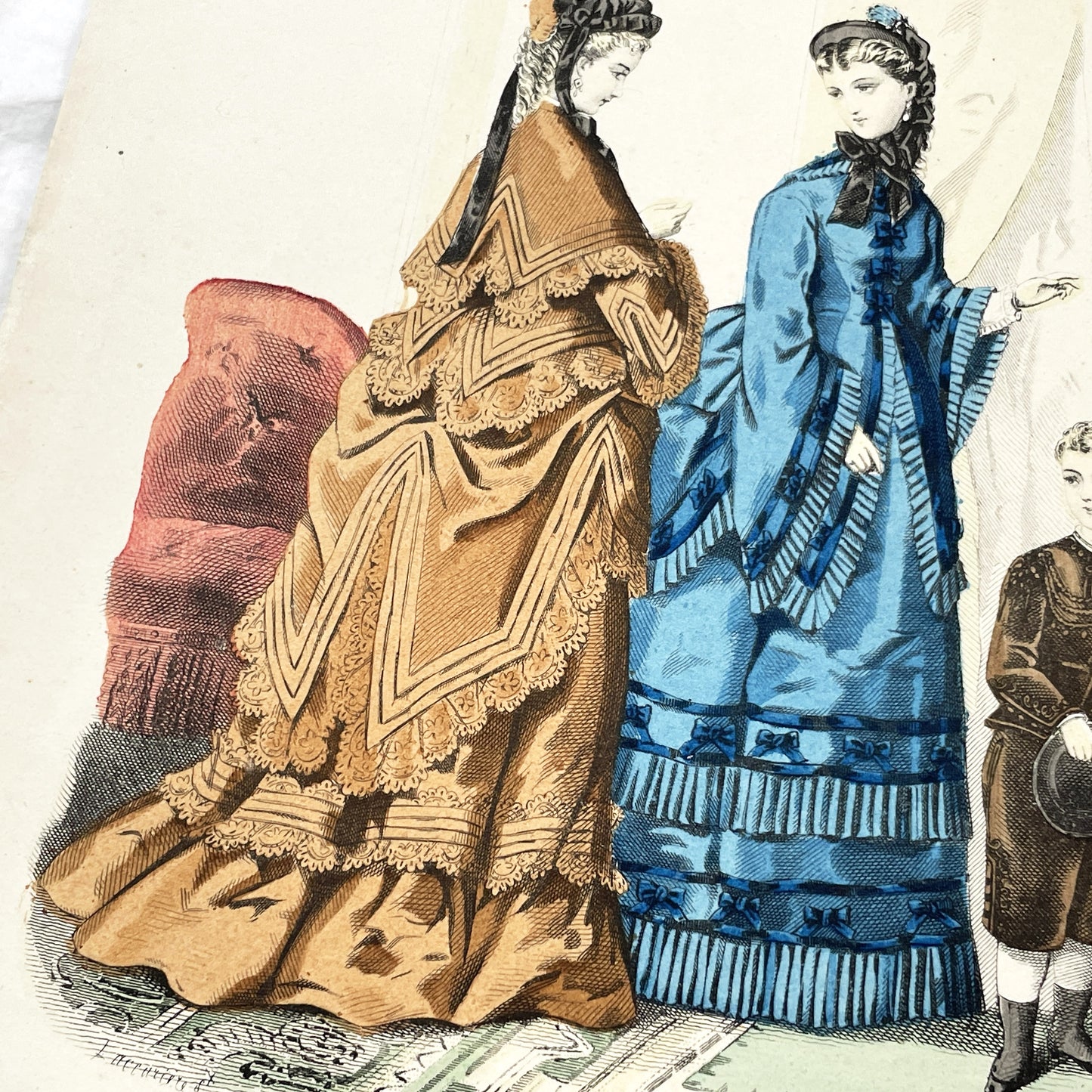1880s - Original Hand-Colored French Fashion Plate - Journal des Demoiselles Magazine Illustration - Parisian Couture - Antique Art Print