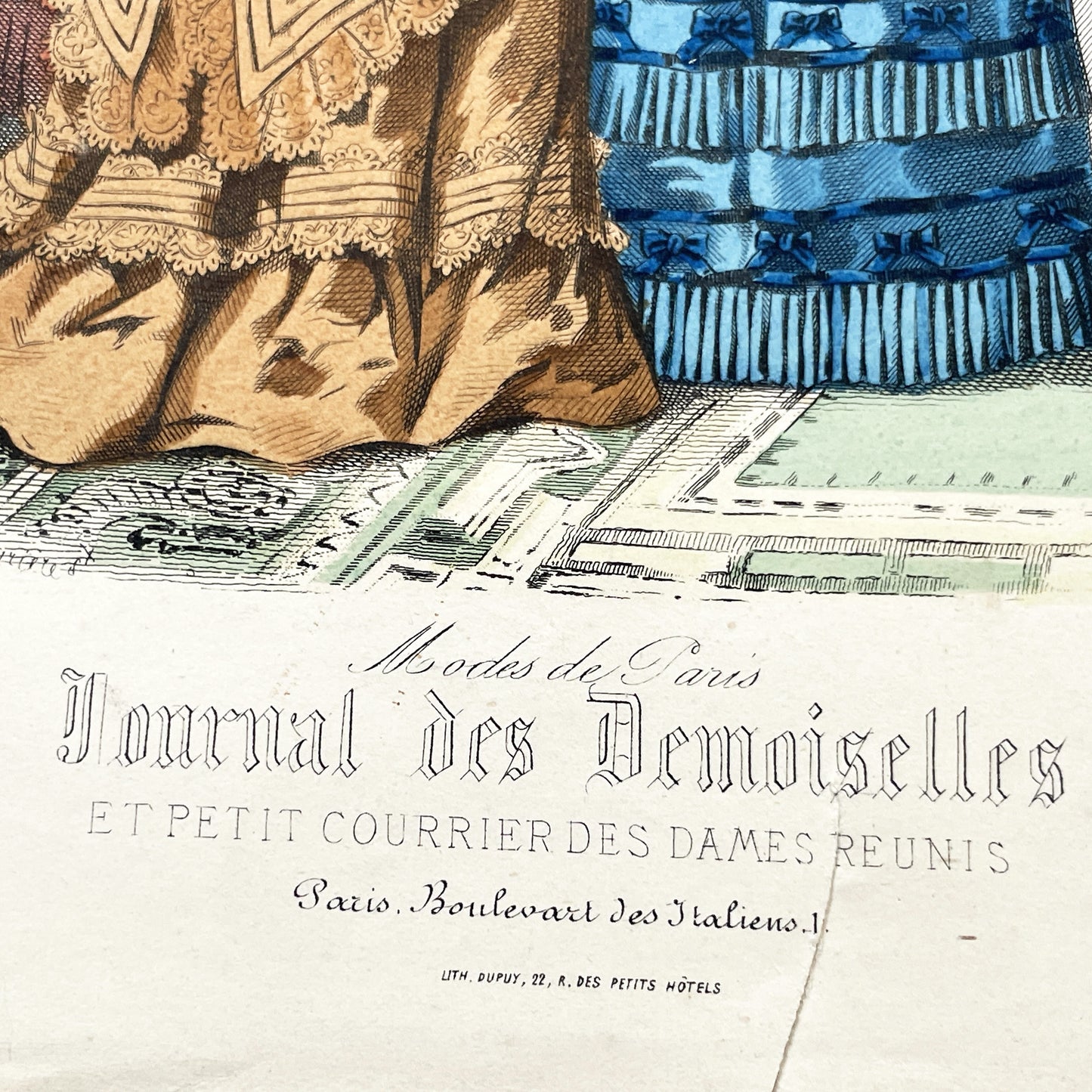 1880s - Original Hand-Colored French Fashion Plate - Journal des Demoiselles Magazine Illustration - Parisian Couture - Antique Art Print