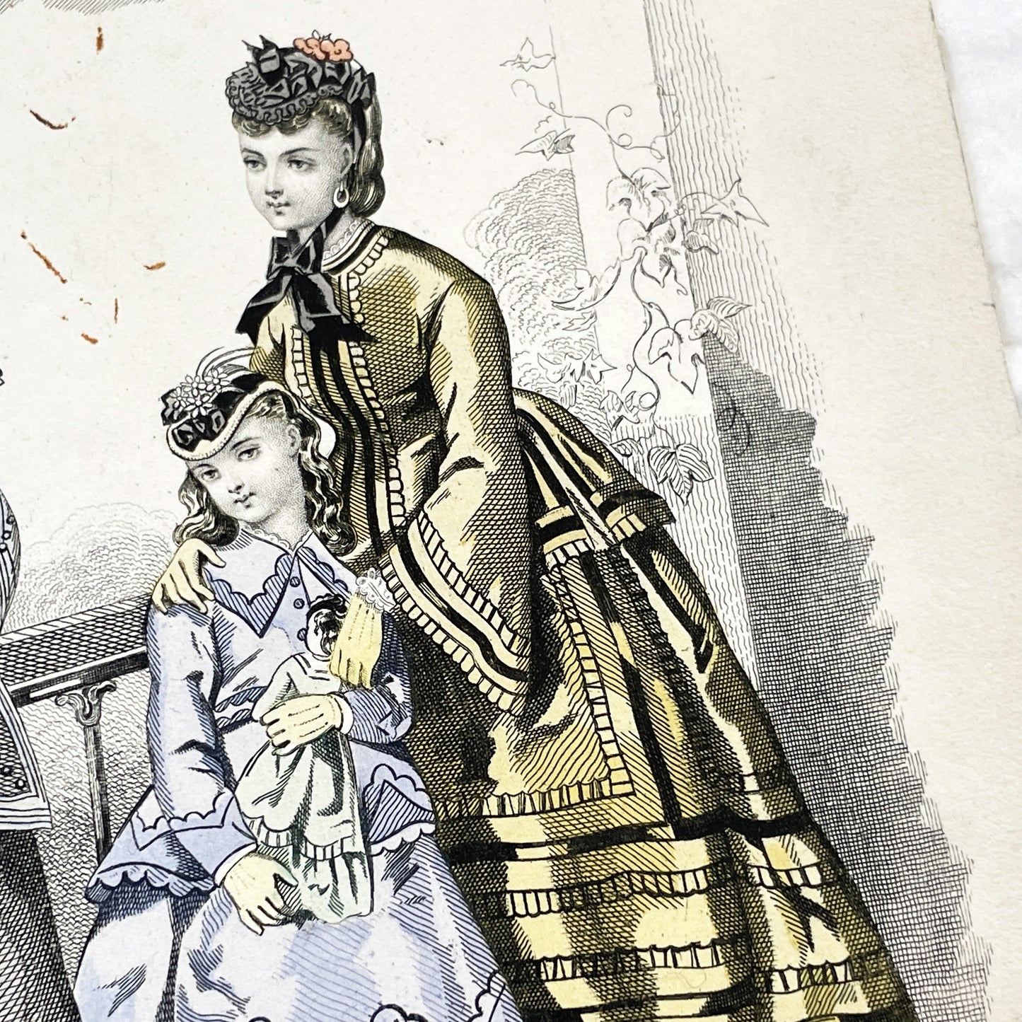 1880s - Exquisite French Fashion Plate - Journal des Demoiselles Paris - Victorian Era Couture Illustration - Hand-Colored Print
