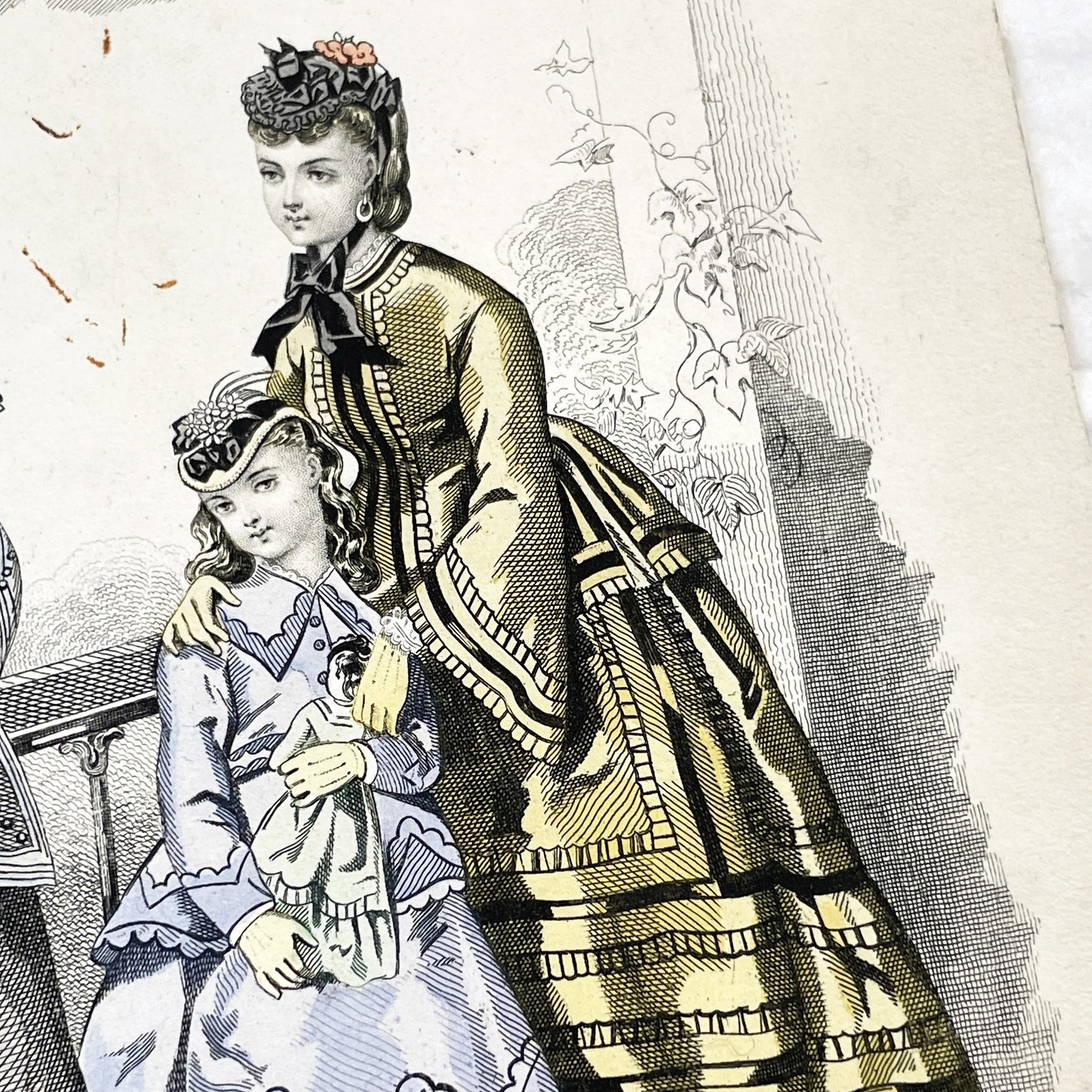 1880s - Exquisite French Fashion Plate - Journal des Demoiselles Paris - Victorian Era Couture Illustration - Hand-Colored Print