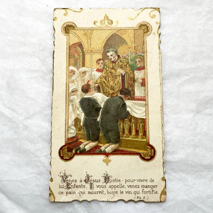 1910s - 3 Vintage Religious Cards - French Holy Communion Prayer Cards - Ornate Catholic Art - Ephemera for Junk Journals and Scrapbooking