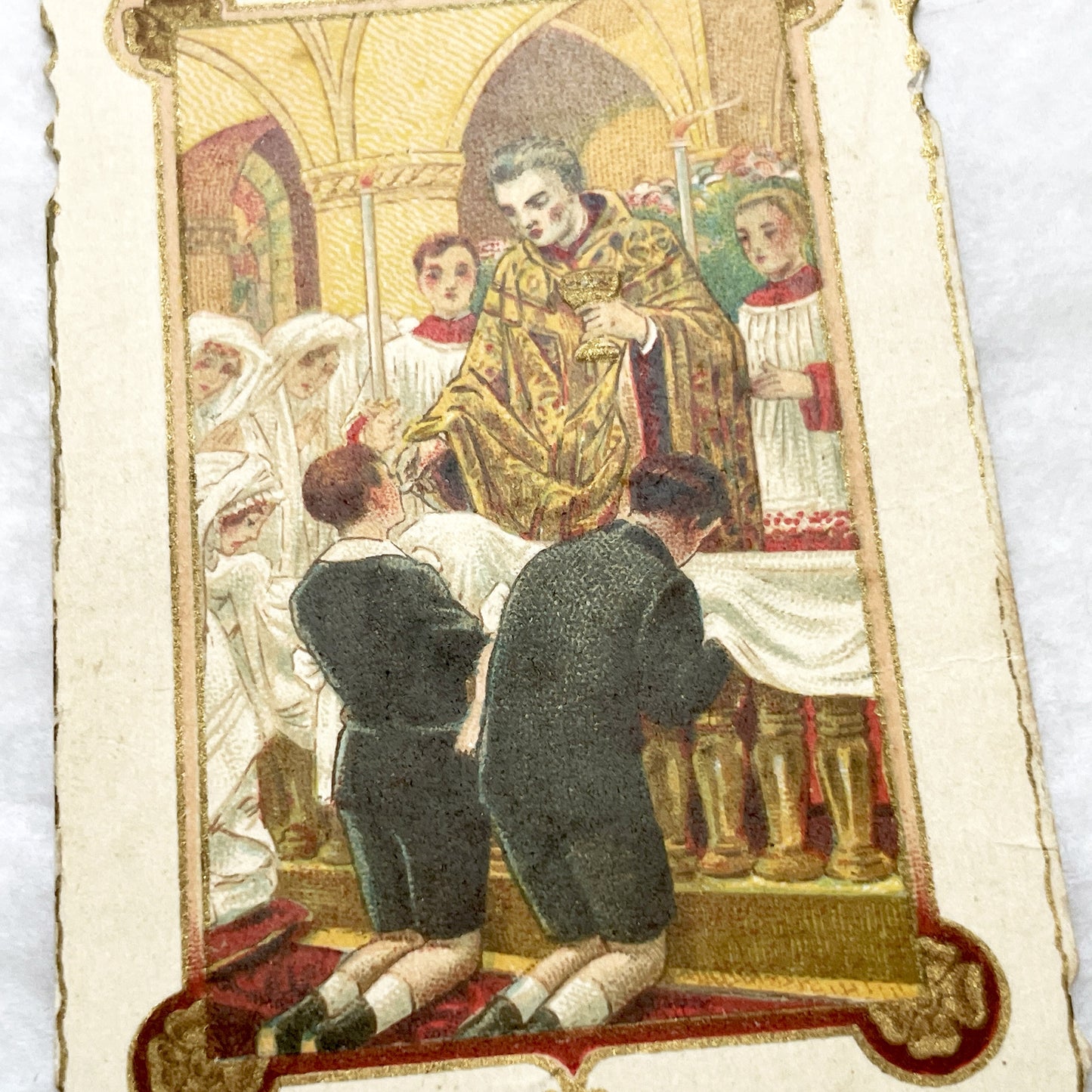 1910s - 3 Vintage Religious Cards - French Holy Communion Prayer Cards - Ornate Catholic Art - Ephemera for Junk Journals and Scrapbooking