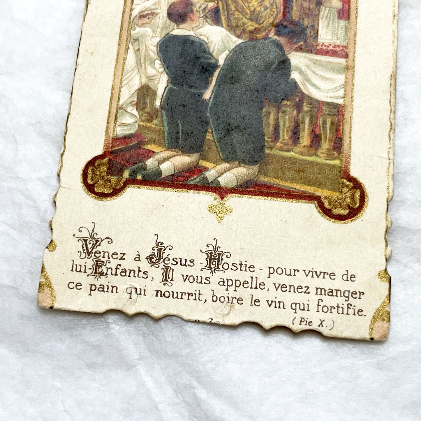 1910s - 3 Vintage Religious Cards - French Holy Communion Prayer Cards - Ornate Catholic Art - Ephemera for Junk Journals and Scrapbooking