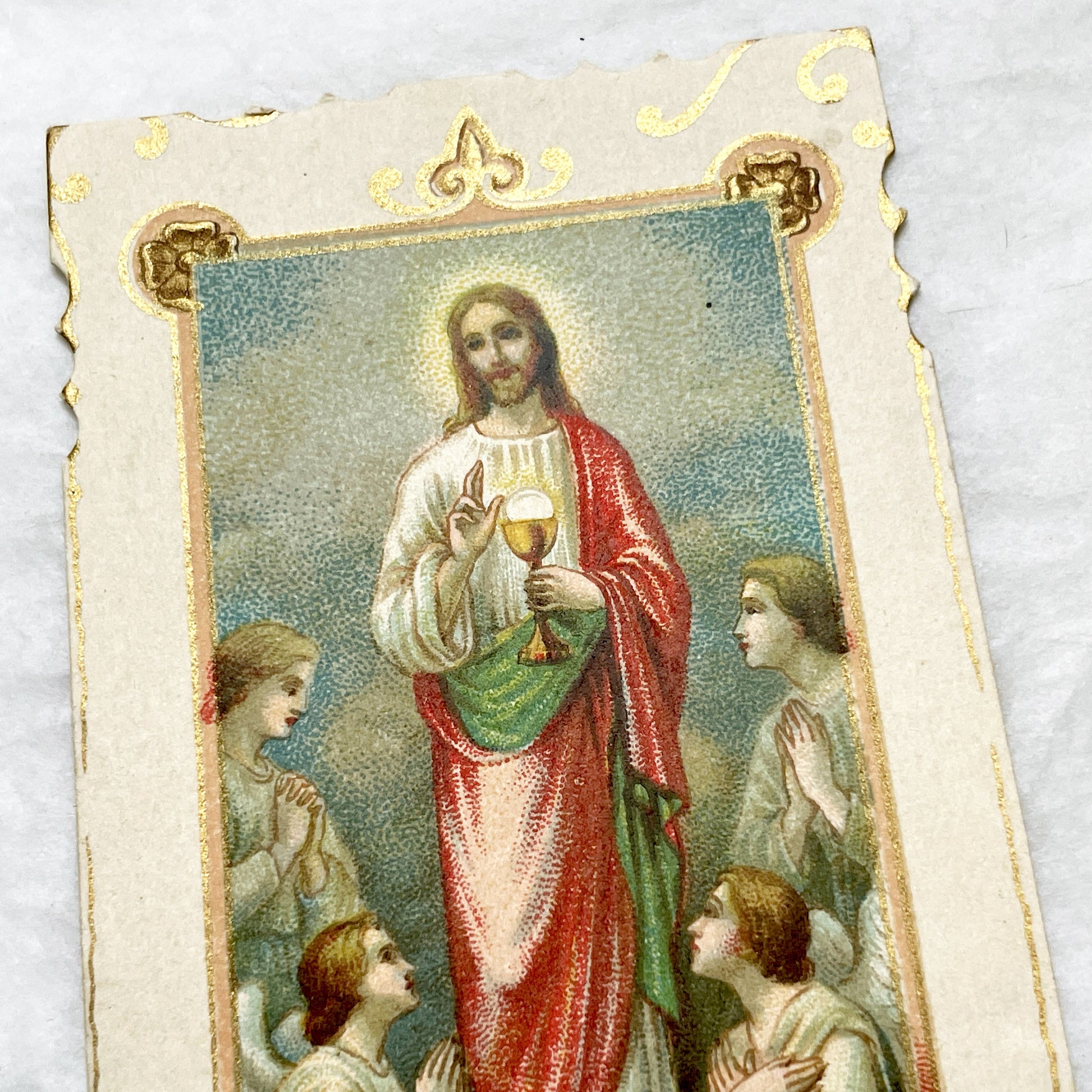 1910s - 3 Vintage Religious Cards - French Holy Communion Prayer Cards - Ornate Catholic Art - Ephemera for Junk Journals and Scrapbooking