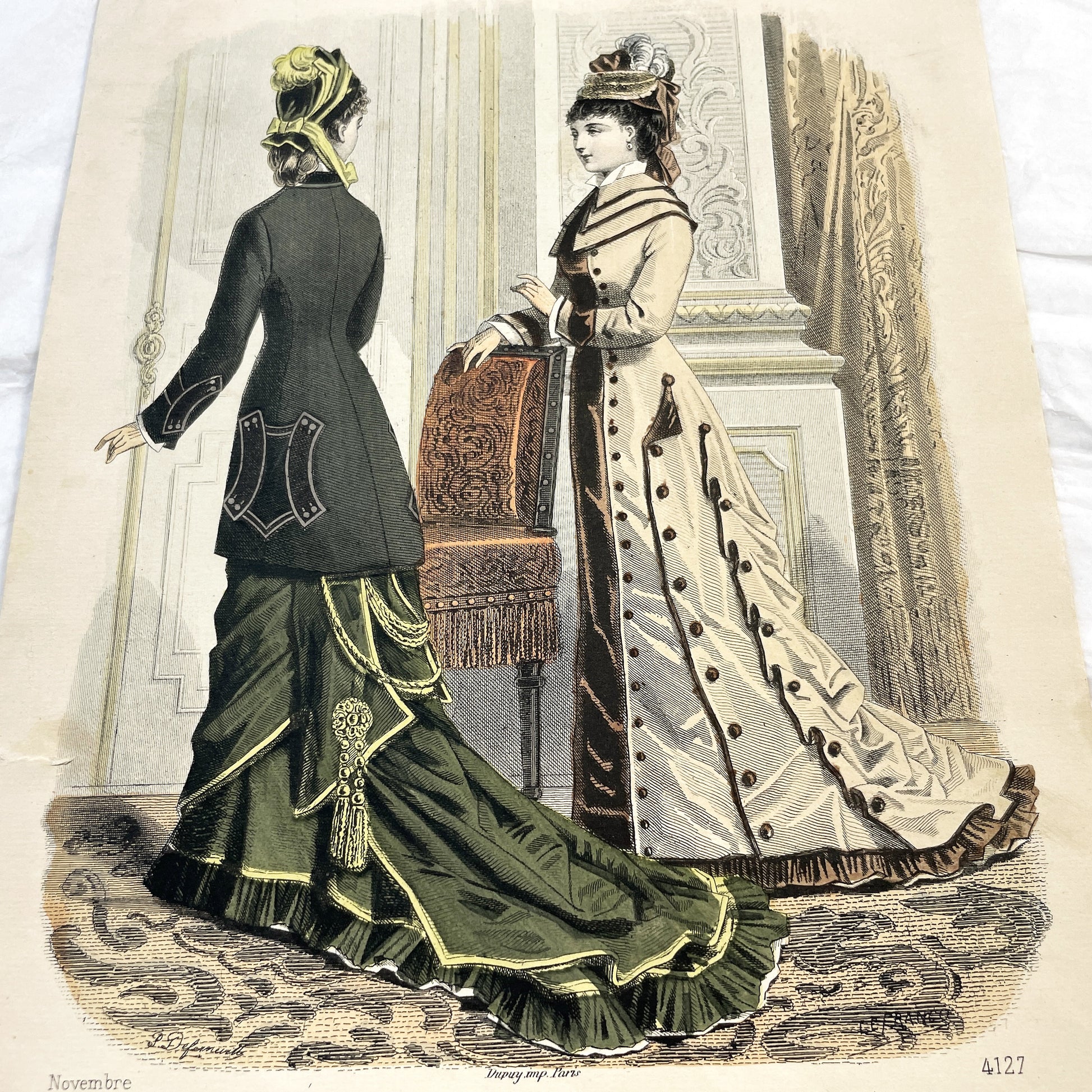 1880s - Elegant French Fashion Plate - Journal des Demoiselles - Modeles de Paris - Antique Women's Style - Vintage Costume Print