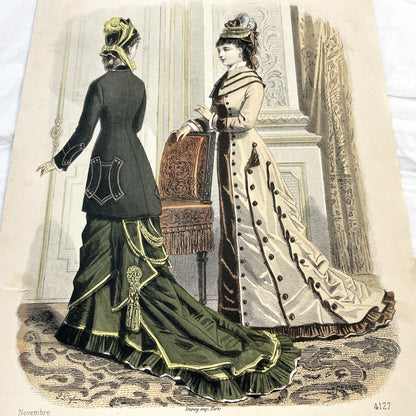 1880s - Elegant French Fashion Plate - Journal des Demoiselles - Modeles de Paris - Antique Women's Style - Vintage Costume Print