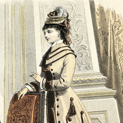 1880s - Elegant French Fashion Plate - Journal des Demoiselles - Modeles de Paris - Antique Women's Style - Vintage Costume Print