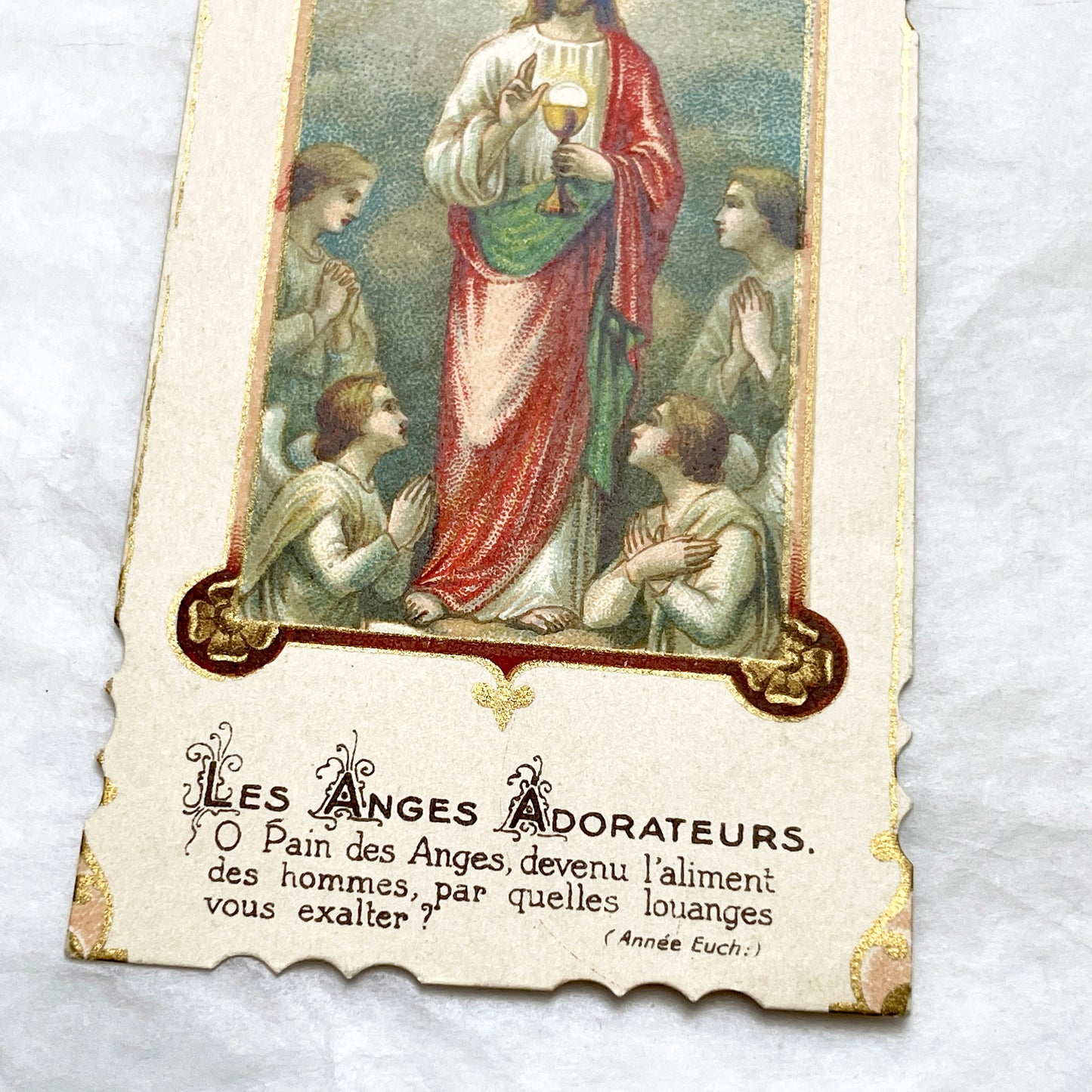 1910s - 3 Vintage Religious Cards - French Holy Communion Prayer Cards - Ornate Catholic Art - Ephemera for Junk Journals and Scrapbooking