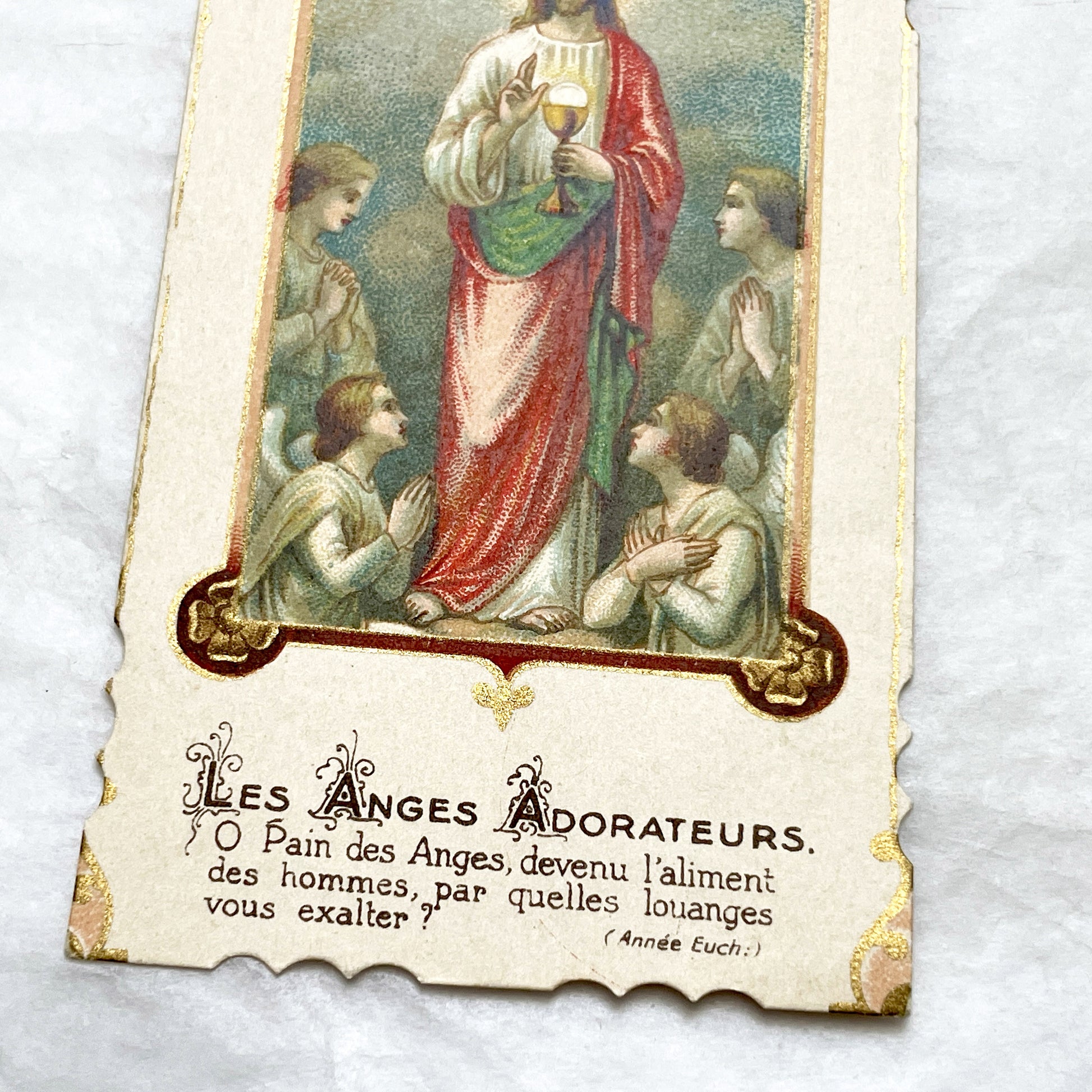 1910s - 3 Vintage Religious Cards - French Holy Communion Prayer Cards - Ornate Catholic Art - Ephemera for Junk Journals and Scrapbooking