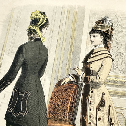 1880s - Elegant French Fashion Plate - Journal des Demoiselles - Modeles de Paris - Antique Women's Style - Vintage Costume Print