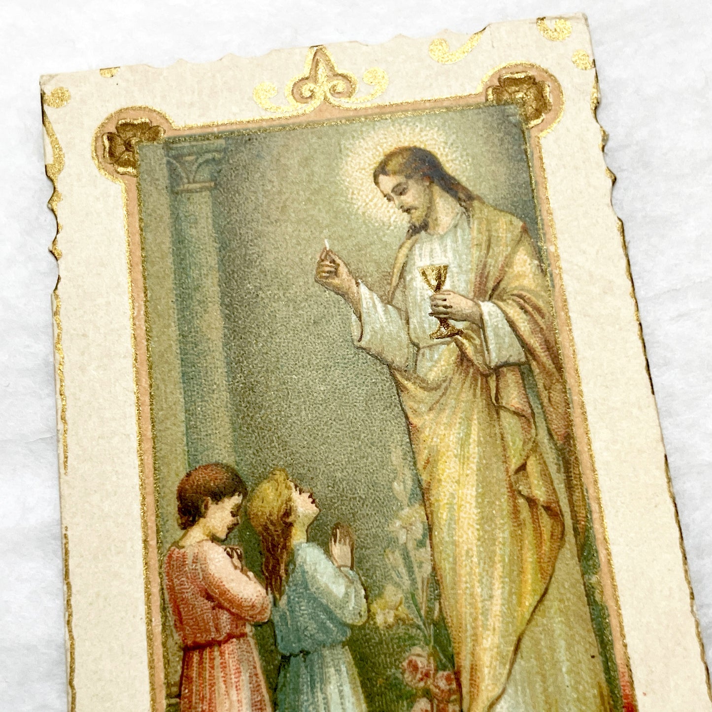 1910s - 3 Vintage Religious Cards - French Holy Communion Prayer Cards - Ornate Catholic Art - Ephemera for Junk Journals and Scrapbooking