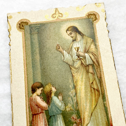 1910s - 3 Vintage Religious Cards - French Holy Communion Prayer Cards - Ornate Catholic Art - Ephemera for Junk Journals and Scrapbooking